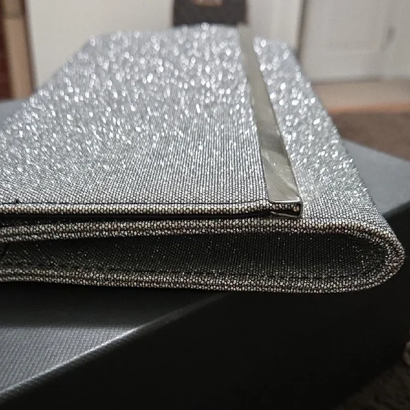 WHBM Silver Glitter Evening Clutch with Metallic Trim - Picture 4 of 7